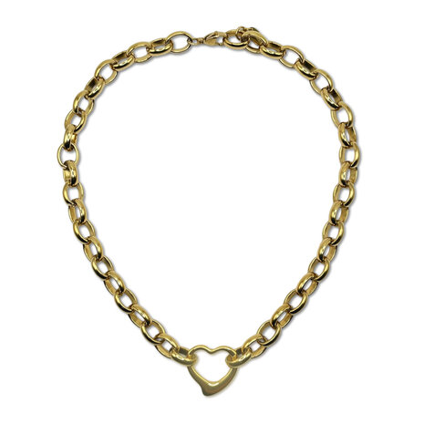 Melting Pot - Schakel Ketting Hartje Verguld RVS 45cm