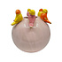 Vaasje Bol met Vogeltjes Roze Multi Keramiek 24x24cm