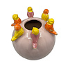 Melting Pot - Vaasje Bol met Vogeltjes Roze Multi Keramiek 24x24cm