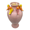 Melting Pot - Vaas met Vogeltjes Roze Multi Keramiek 21x34cm