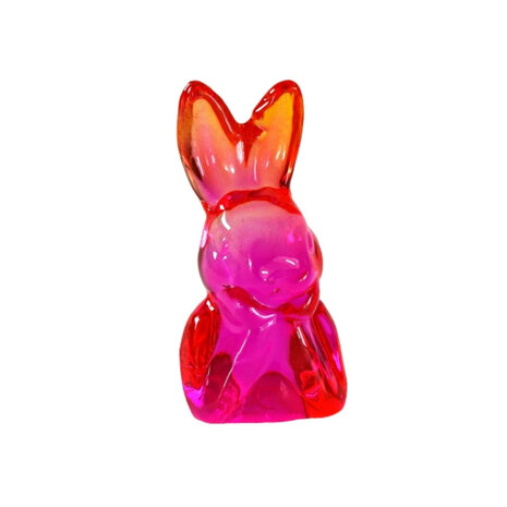 Werns - Beeldje Paashaas Oranje Fuchsia Glas 6x12cm