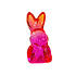 Beeldje Paashaas Oranje Fuchsia Glas 6x12cm