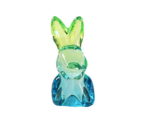 Werns - Beeldje Paashaas Groen Blauw Glas 6x12cm