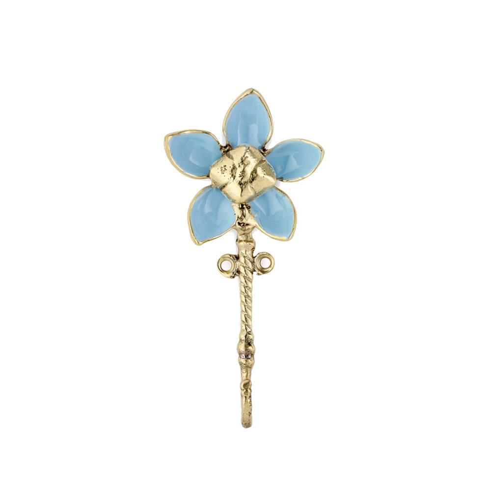 Doing Goods - Wandhaak Liv Flower Blauw Messing 7x13cm