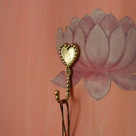 Doing Goods - Wandhaakje Saachi Heart Messing 3x6cm