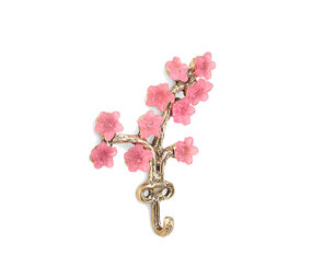 Doing Goods - Wandhaak Elodie Flower Roze Messing 8x12cm