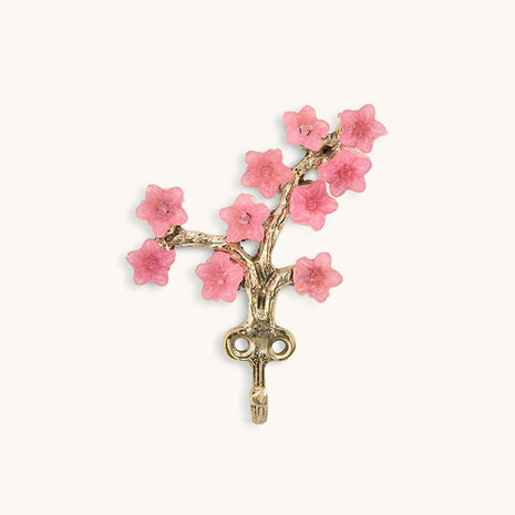 Doing Goods - Wandhaak Elodie Flower Roze Messing 8x12cm