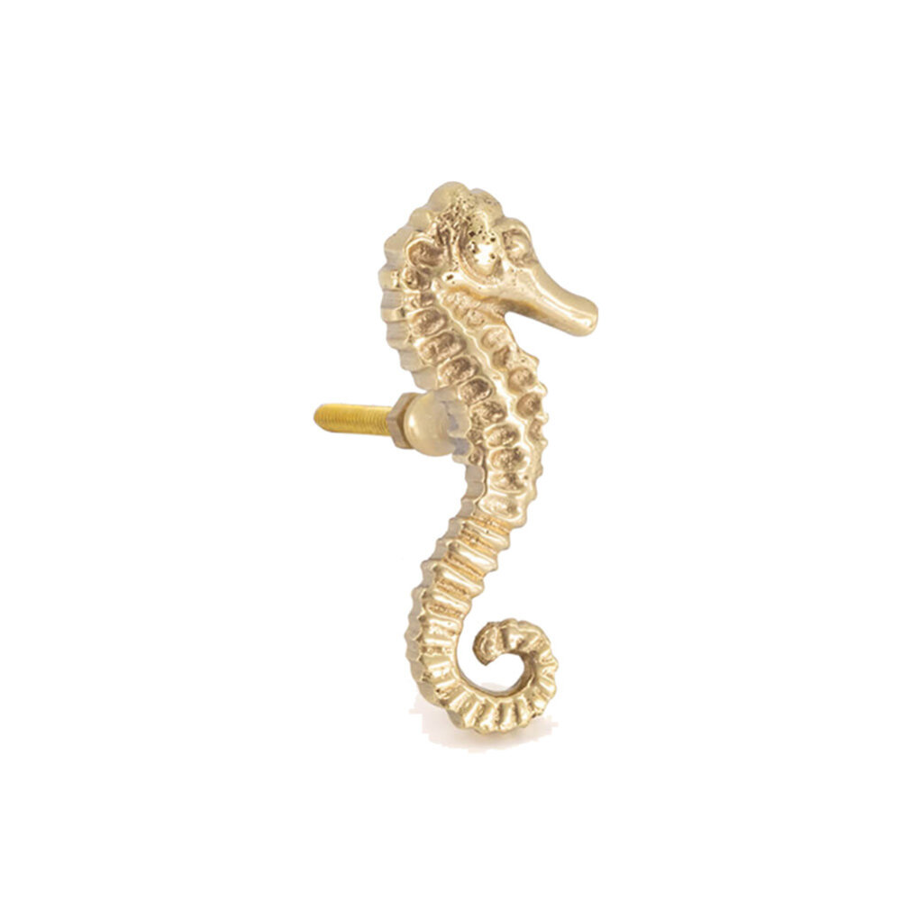 Doing Goods - Ladeknop Pippa Seahorse Messing 3x7cm links