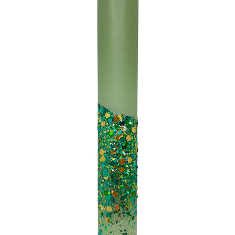 Melting Pot - LED-Kaars Candy Groen Glitters 25cm + timer