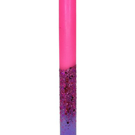 Melting Pot - LED-Kaars Candy Roze-Paars Glitters 25cm + timer