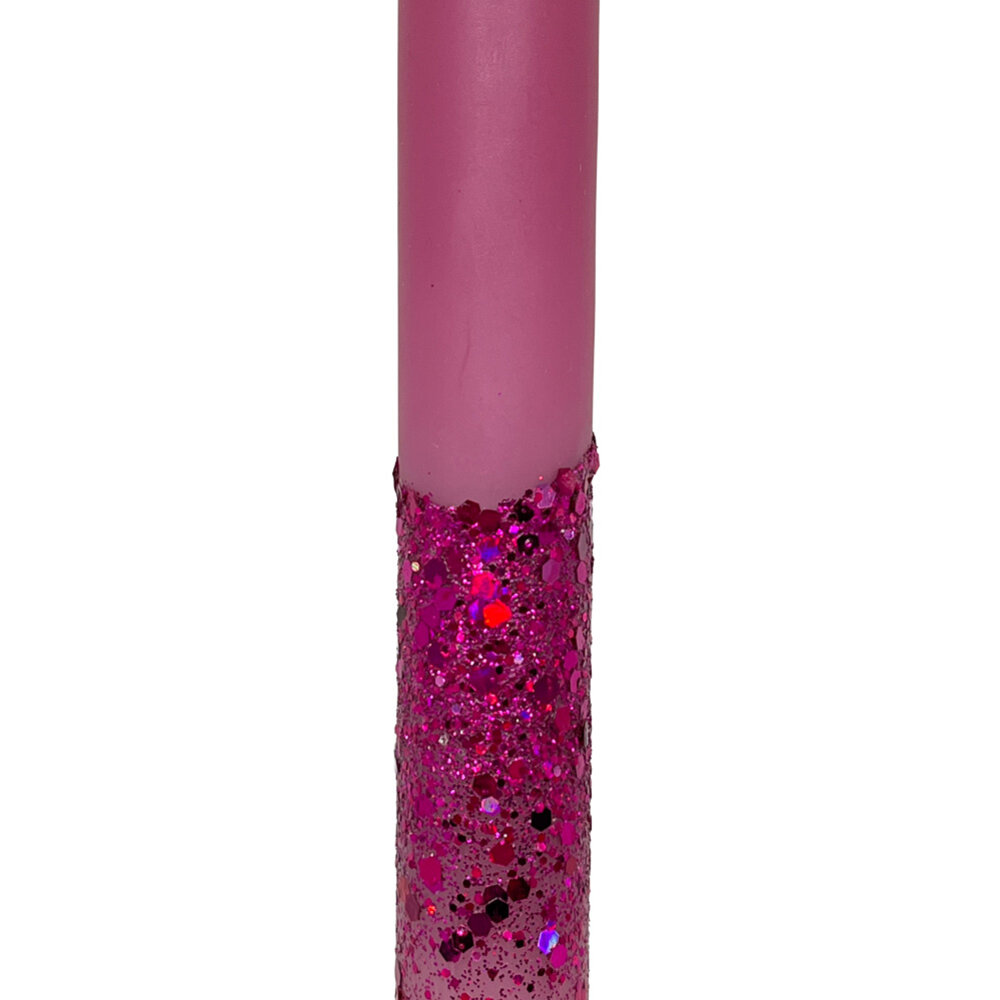 Melting Pot - LED-Kaars Candy Donker Roze Glitters 25cm + timer