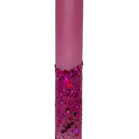 Melting Pot - LED-Kaars Candy Donker Roze Glitters 25cm + timer
