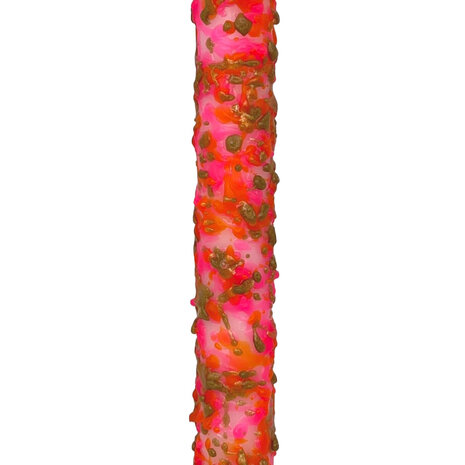 Melting Pot - LED-Kaars Candy Roze-Rood Bubbels Brons 25cm + timer