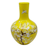 Melting Pot - Vaas Chinees Vogels Bloesem Geel Porselein 23x36cm