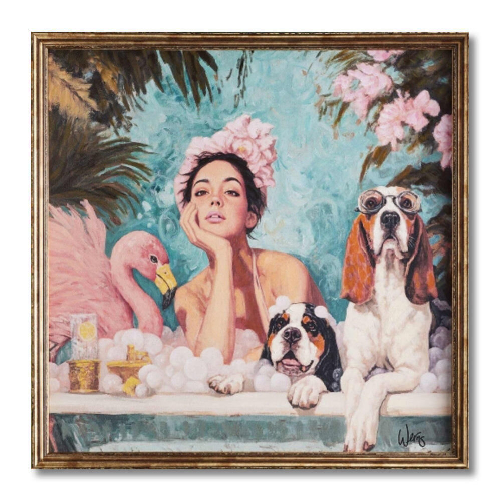 Werns - Schilderij Spa Dag Acryl op Canvas 75x75cm ingelijst