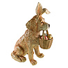 Werns - Beeld Hond met Mand Bruin-Goud 31x41cm