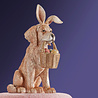 Werns - Beeld Hond met Mand Bruin-Goud 31x41cm