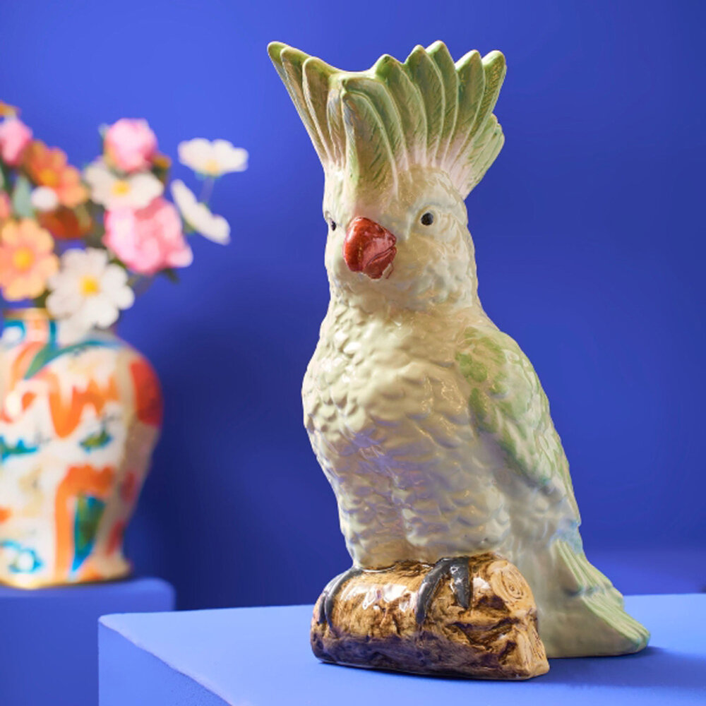 Werns - Vaas Kaketoe Groen Keramiek 18x24cm