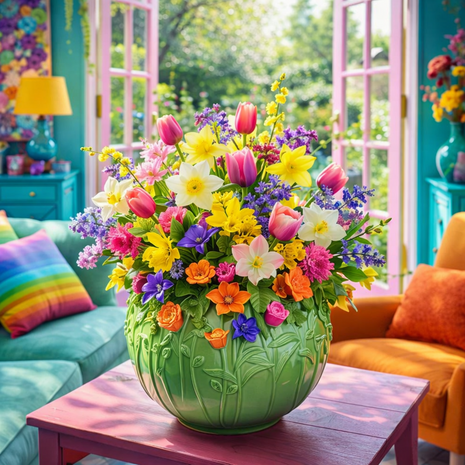 Werns - Vaas Verano Groen Multicolor Keramiek 34x29cm Werns - Vaas Verano Groen Multicolor Keramiek 34x29cm