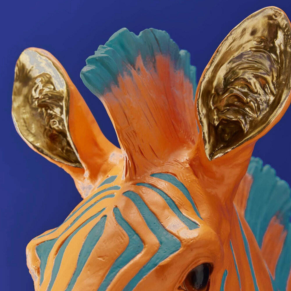 Werns - Wand Lamp Zebra Zora Blauw-Oranje 38x46cm Werns - Wand Lamp Zebra Zora Blauw-Oranje 38x46cm