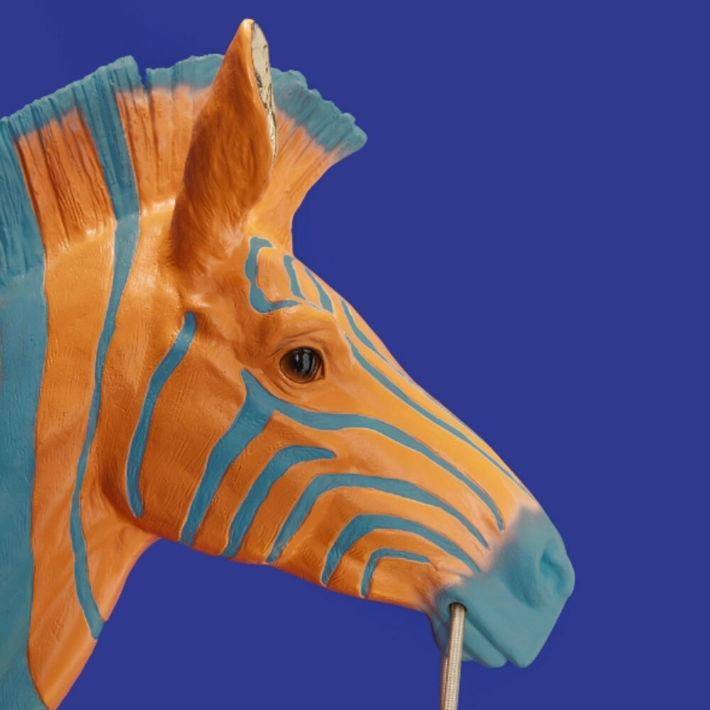 Werns - Wand Lamp Zebra Zora Blauw-Oranje 38x46cm Werns - Wand Lamp Zebra Zora Blauw-Oranje 38x46cm