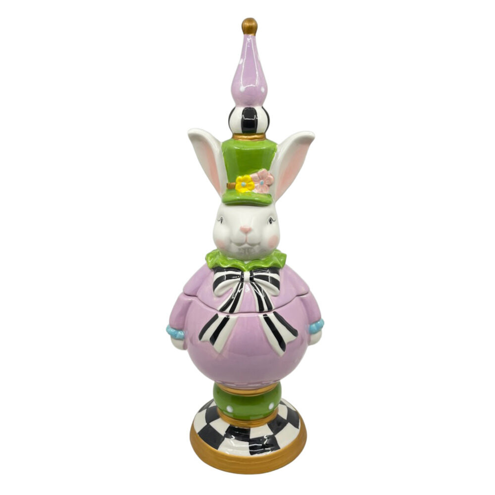 Melting Pot - Pot met Deksel Paashaas Lila-Groen Keramiek 17x49cm