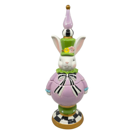 Melting Pot - Pot met Deksel Paashaas Lila-Groen Keramiek 17x49cm