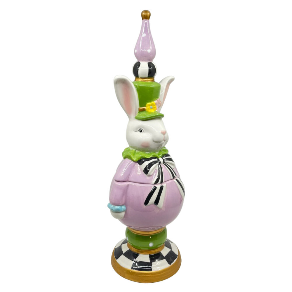 Melting Pot - Pot met Deksel Paashaas Lila-Groen Keramiek 17x49cm