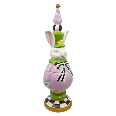 Melting Pot - Pot met Deksel Paashaas Lila-Groen Keramiek 17x49cm