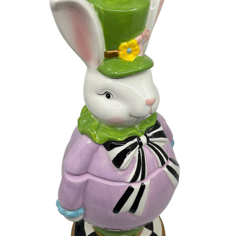 Melting Pot - Pot met Deksel Paashaas Lila-Groen Keramiek 17x49cm