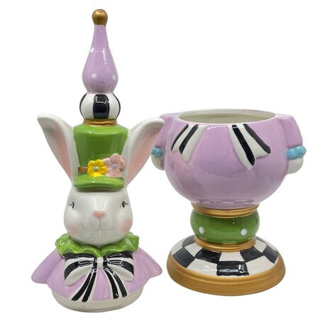 Melting Pot - Pot met Deksel Paashaas Lila-Groen Keramiek 17x49cm