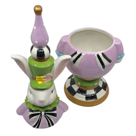 Melting Pot - Pot met Deksel Paashaas Lila-Groen Keramiek 17x49cm