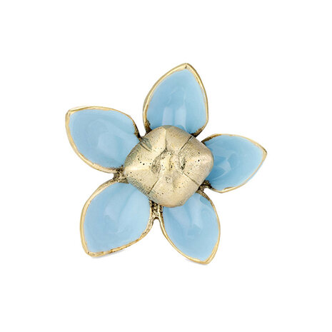 Doing Goods - Ladeknop Liv Flower Blauw Messing 7x7cm