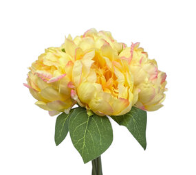 Melting Pot - Kunstbloemen Boeket 6 Pioenrozen Geel 29cm