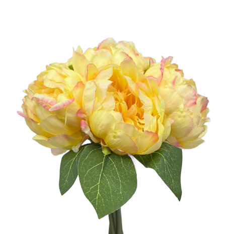 Melting Pot - Kunstbloemen Boeket 6 Pioenrozen Geel 29cm