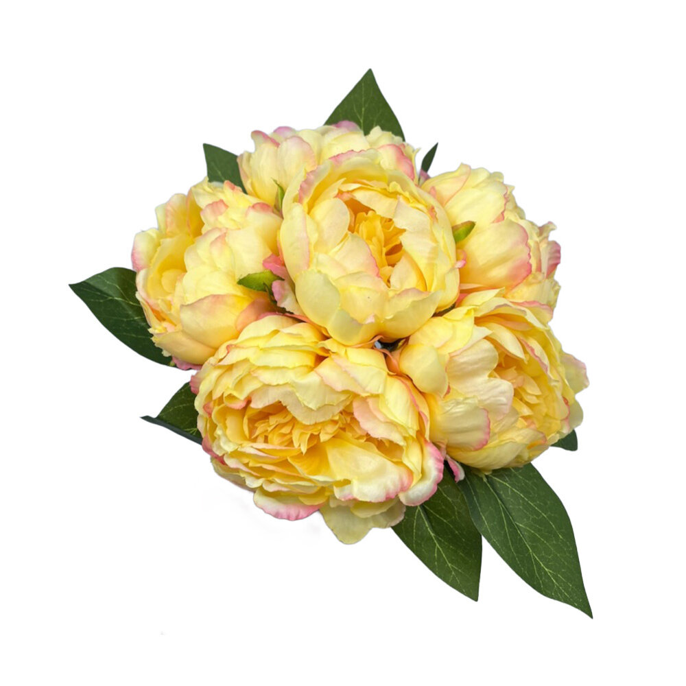 Melting Pot - Kunstbloemen Boeket 6 Pioenrozen Geel 29cm