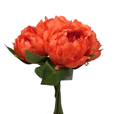 Melting Pot - Kunstbloemen Boeket 6 Pioenrozen Oranje 29cm