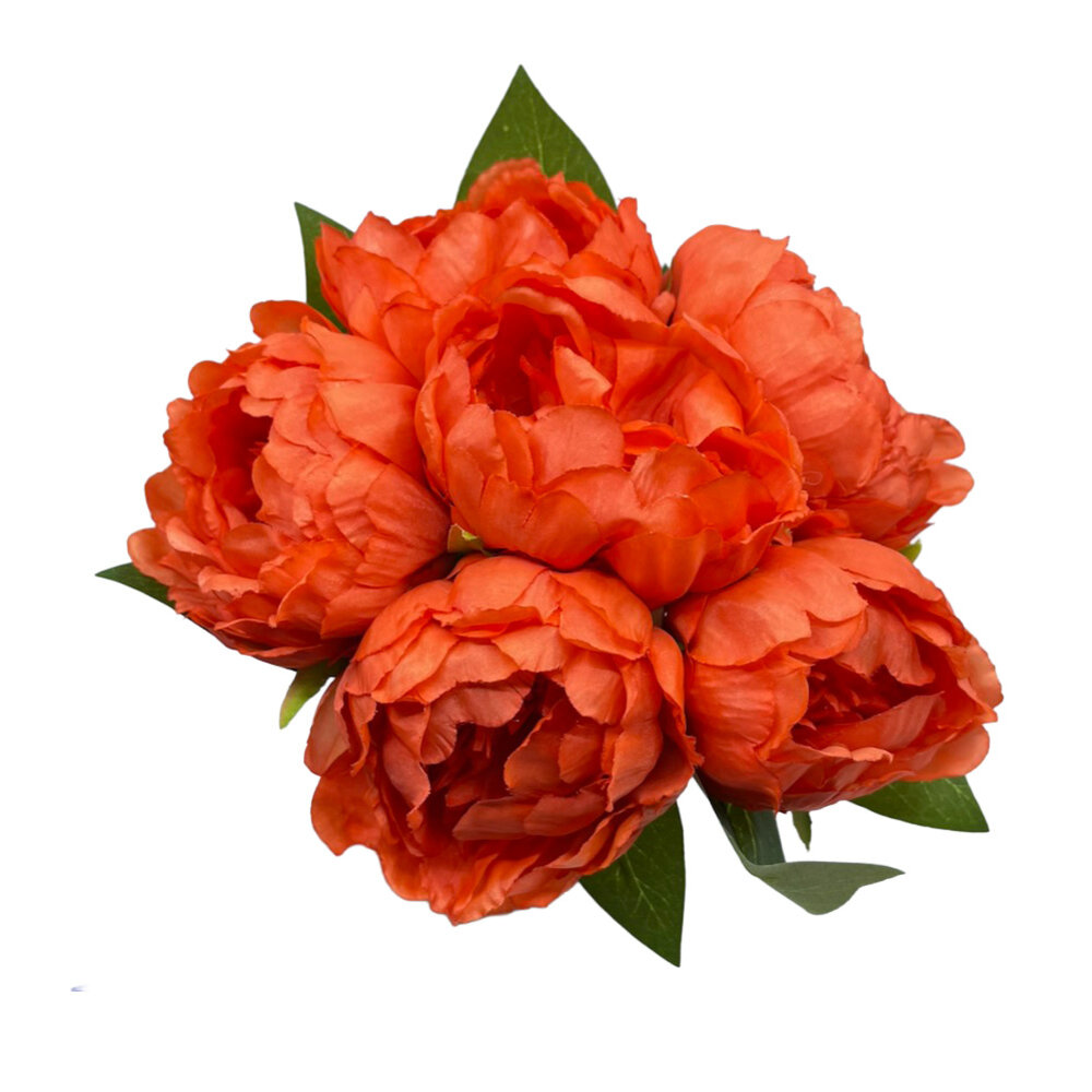 Melting Pot - Kunstbloemen Boeket 6 Pioenrozen Oranje 29cm