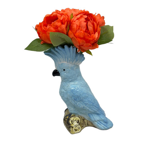 Werns - Vaas Kaketoe Blauw Keramiek 18x24cm Werns - Vaas Kaketoe Blauw Keramiek 18x24cm