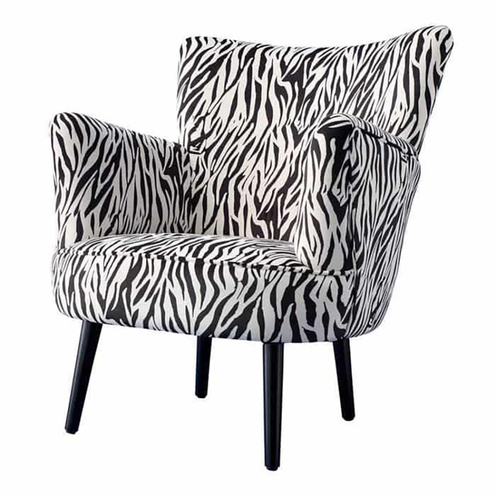 Werns - Stoel Fauteuil Zebra Zwart-Wit 77x76x83cm