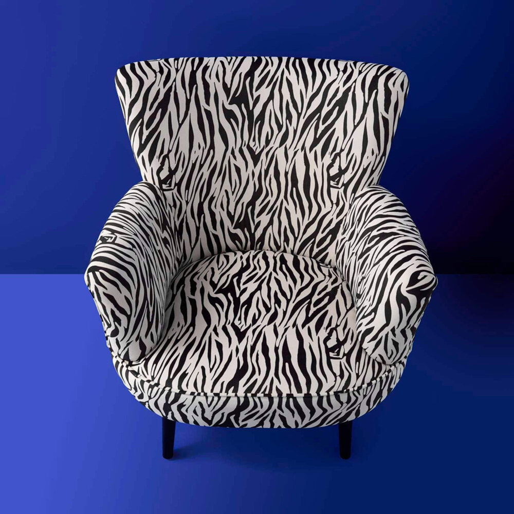 Werns - Stoel Fauteuil Zebra Zwart-Wit 77x76x83cm