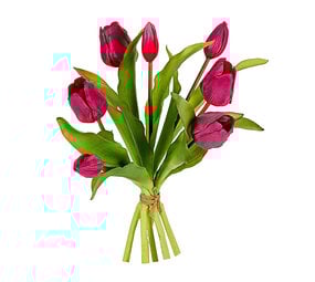 Melting Pot - Kunstbloem Boeket - 7 Tulpen Cerise 29cm