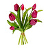 Kunstbloem Boeket - 7 Tulpen Cerise 29cm