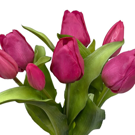 Melting Pot - Kunstbloem Boeket - 7 Tulpen Cerise 29cm