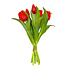 Kunstbloem Boeket - 7 Tulpen Rood 29cm