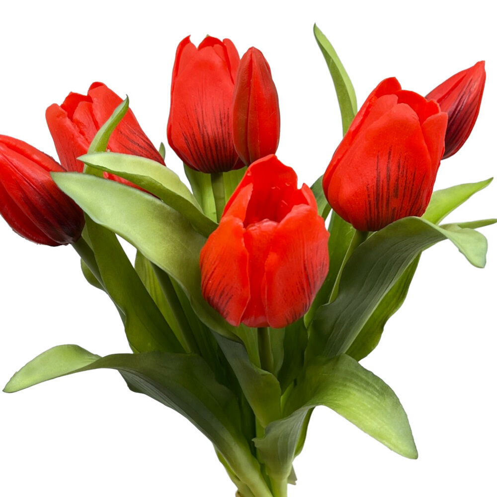 Melting Pot - Kunstbloem Boeket - 7 Tulpen Rood 29cm