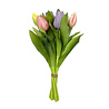 Melting Pot - Kunstbloem Boeket - 7 Tulpen Lila-Roze-Geel 29cm