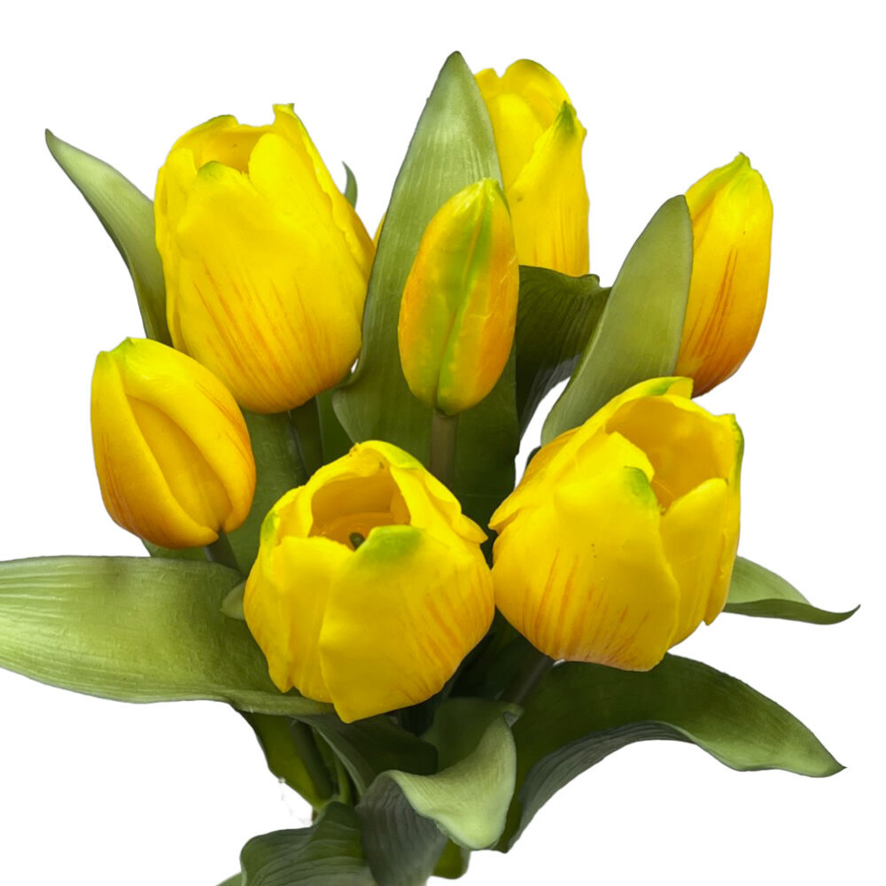 Melting Pot - Kunstbloem Boeket - 7 Tulpen Geel 29cm