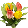 Melting Pot - Kunstbloem Boeket - 7 Tulpen Zalm-Geel Mix 29cm Melting Pot - Kunstbloem Boeket - 7 Tulpen Zalm-Geel Mix 29cm