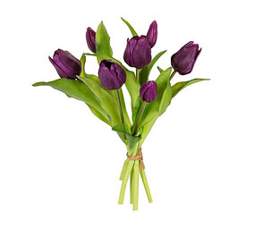 Melting Pot - Kunstbloem Boeket - 7 Tulpen Paars 29cm